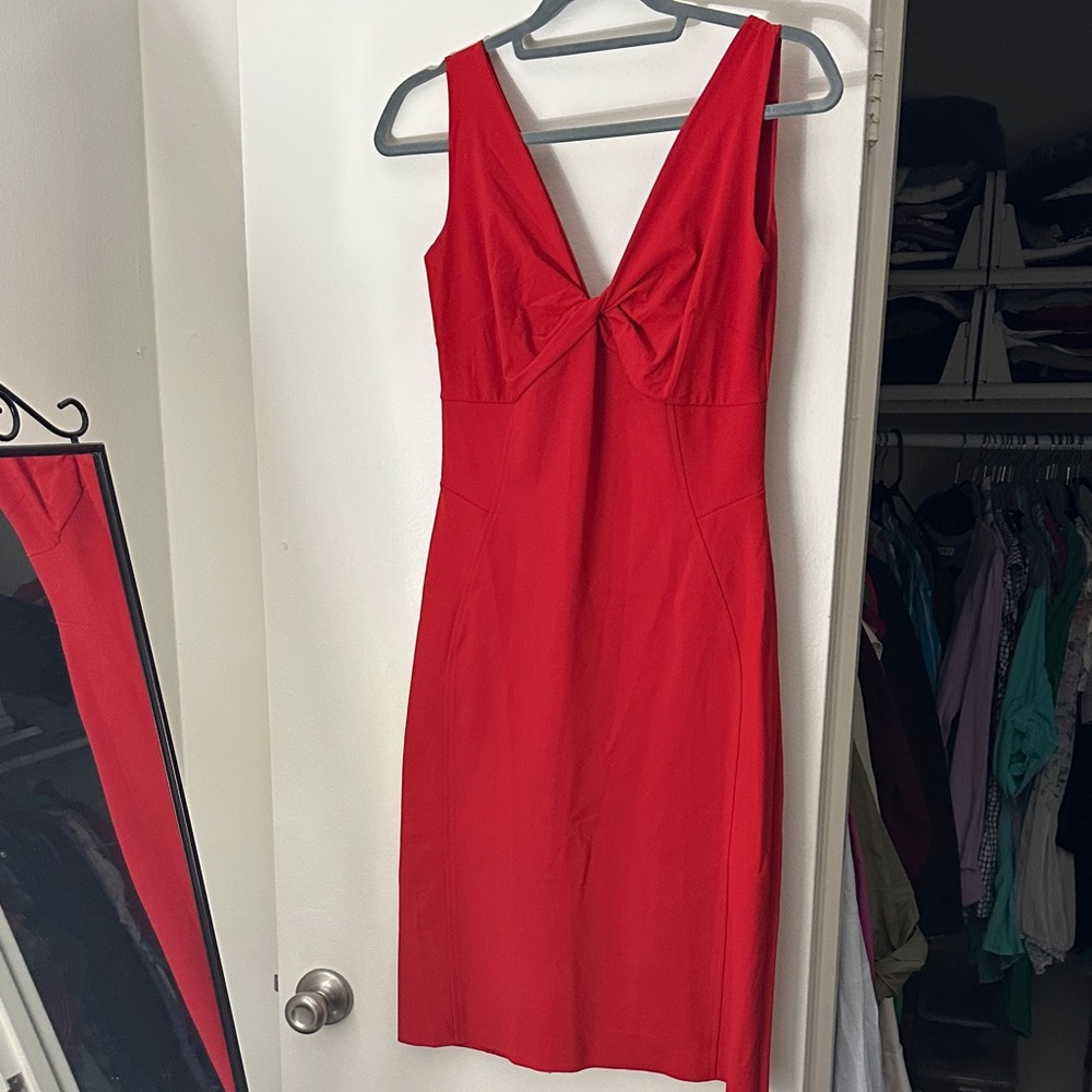 Chiara Boni Red V-Neck Mini Dress